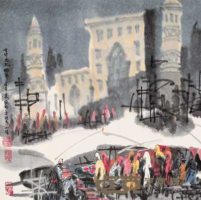 徐希 2002年作 哈什巴扎 镜心 68×68cm